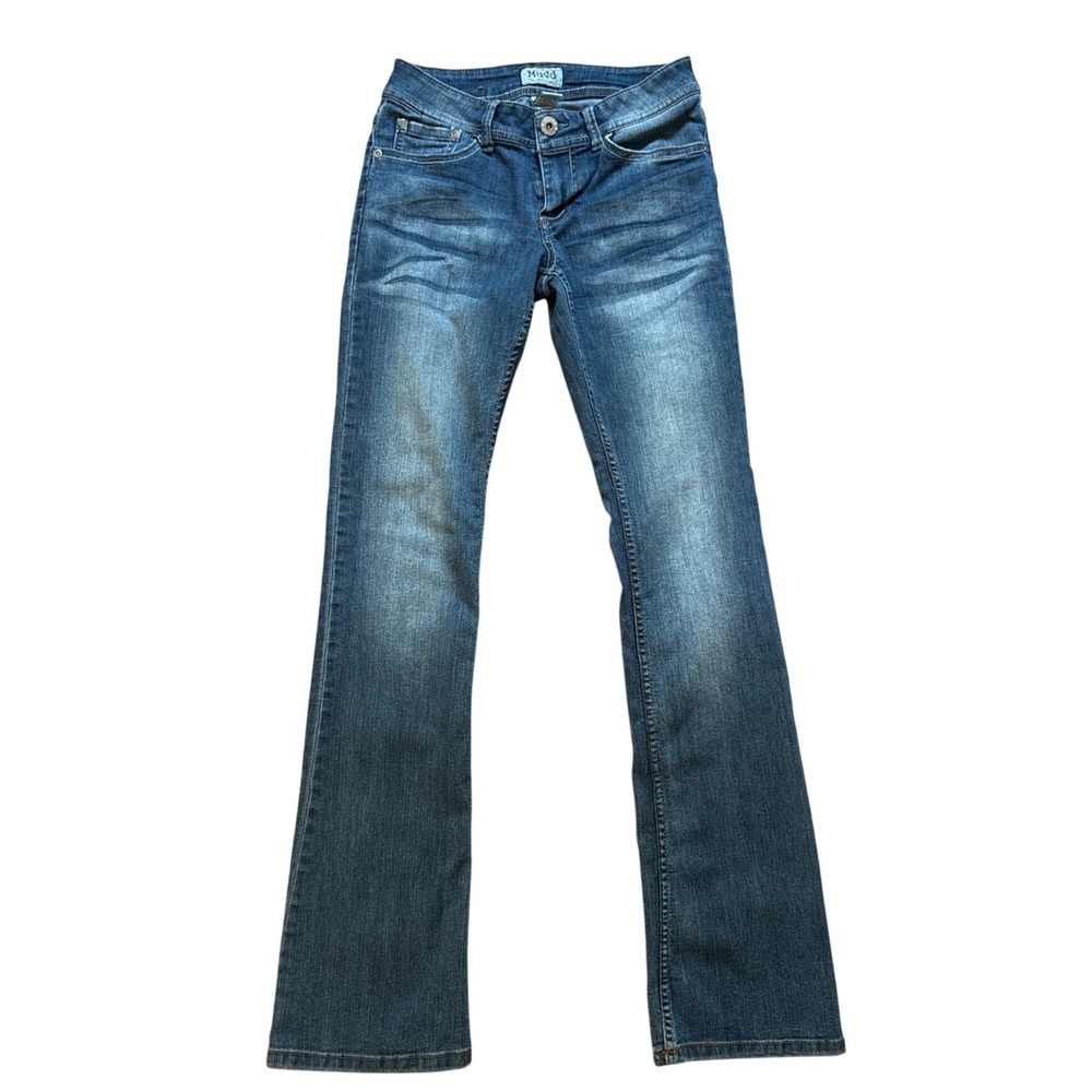 Mudd Bootcut Jeans Womens Blue Medium Wash Embroidered Pockets SIZE 5